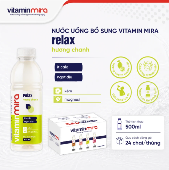 Nước uống bổ sung Vitamin Mira relax hương chanh